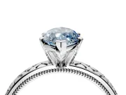 Solitaire Engagement Ring Setting for Fancy Blue Marquise Center with Milgrain X Pattern Band and Prong Head in Sterling Silver