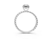 Solitaire Engagement Ring Setting for Emerald Cut Center with Plain Twisted Rope Band and Prong Head in Platinum
