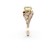 Halo Engagement Ring Setting for Fancy Yellow Asscher Cut Center with Marquise and Pave Bypass Band and Prong Head in Rose Gold