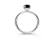 Hidden Halo Engagement Ring Setting for Fancy Black Oval Center with Thin Rounded Band and Prong Head in Platinum