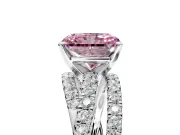 Solitaire Engagement Ring Setting for Fancy Pink Radiant Cut Center with Woven 3-Strand Pave Band and Prong Head in White Gold