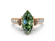 Solitaire Engagement Ring Setting for Fancy Green Marquise Center with Pave Cathedral Shoulders and Prong Head in Rose Gold