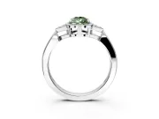 Cluster Engagement Ring Setting for Fancy Green Pear-Shaped Center with Milgrain Shoulder Clusters and Prong Head in White Gold