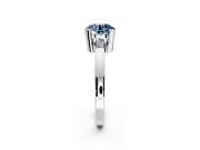 Solitaire Engagement Ring Setting for Fancy Blue Round Cut Center with Plain Band and Flat Tab Prong Head in White Gold