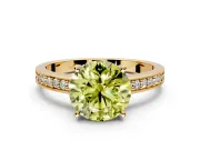 Solitaire Engagement Ring Setting for Fancy Yellow Round Cut Center with Channel-Set Accent Band and Prong Head in Yellow Gold