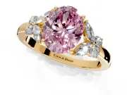 Solitaire Engagement Ring Setting for Fancy Pink Oval Center with Marquise Flower Shoulders and Prong Head in Yellow Gold