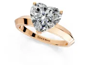 Solitaire Engagement Ring Setting for Heart-Shaped Center with Wide Knife Ridge Band and Prong Head in Rose Gold
