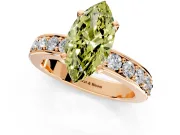 Solitaire Engagement Ring Setting for Fancy Yellow Marquise Center with Channel-Set Accents and Prong Head in Rose Gold