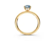 Hidden Halo Engagement Ring Setting for Fancy Blue Pear-Shaped Center with Thin Rounded Band and Prong Head in Yellow Gold