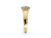 Solitaire Engagement Ring Setting for Round Cut Center with Wide Band, Pave Collar and Prong Head in Yellow Gold