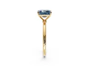 Solitaire Engagement Ring Setting for Fancy Blue Asscher Cut Center with Straight Thin Band and Prong Head in Yellow Gold