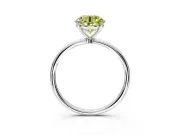 Solitaire Engagement Ring Setting for Fancy Yellow Round Cut Center with Straight Thin Band and Prong Head in Sterling Silver