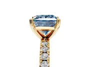 Solitaire Engagement Ring Setting for Fancy Blue Princess Cut Center with Fine Pave Band and Claw Prong Head in Yellow Gold