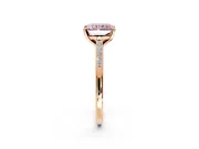Solitaire Engagement Ring Setting for Fancy Pink Radiant Cut Center with Channel Accents and Prong Head in Rose Gold
