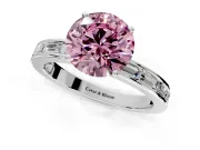 Solitaire Engagement Ring Setting for Fancy Pink Round Cut Center with Channel Baguette Band and Prong Head in Platinum