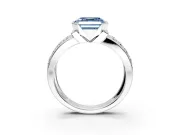 Bezel Engagement Ring Setting for Fancy Blue Asscher Cut Center with Wide Channel-Set Band and Bezel Head in Platinum