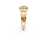 Solitaire Engagement Ring Setting for Round Cut Center with Wide Band and Bezel Head in Yellow Gold