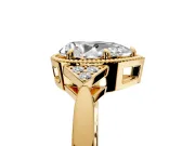 Cluster Engagement Ring Setting for Pear-Shaped Center with Milgrain Shoulder Clusters and Prong Head in Yellow Gold
