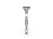 Solitaire Engagement Ring Setting for Emerald Cut Center with Channel Baguette Band and Prong Head in Platinum