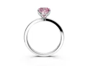 Solitaire Engagement Ring Setting for Fancy Pink Cushion Cut Center with Thin Rounded Plain Band and Prong Head in Sterling Silver