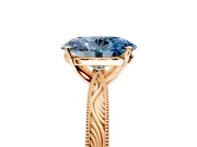 Solitaire Engagement Ring Setting for Fancy Blue Oval Center with Engraved Milgrain Band and Prong Head in Rose Gold