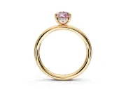Hidden Halo Engagement Ring Setting for Fancy Pink Pear-Shaped Center with Thin Rounded Band and Prong Head in Yellow Gold