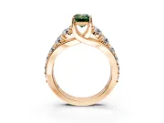 Solitaire Engagement Ring Setting for Fancy Green Emerald Cut Center with Graduated Shared Prongs and Prong Head in Rose Gold
