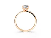 Solitaire Engagement Ring Setting for Marquise Center with Fine Pave Narrow Band and Prong Head in Rose Gold