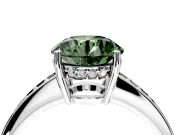Solitaire Engagement Ring Setting for Fancy Green Round Cut Center with Channel-Set Accent Band and Prong Head in Platinum