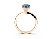 Solitaire Engagement Ring Setting for Fancy Blue Round Cut Center with Fine Wire Band and Prong Head in Rose Gold