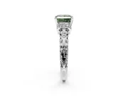 Solitaire Engagement Ring Setting for Fancy Green Princess Cut Center with Filigree Band and Prong Head in White Gold