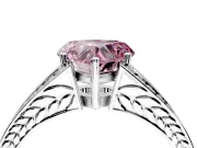 Split Shank Engagement Ring Setting for Fancy Pink Heart-Shaped Center with Pave Split Shank and Prong Head in Sterling Silver