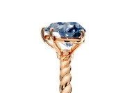 Solitaire Engagement Ring Setting for Fancy Blue Heart-Shaped Center with Plain Twisted Rope Band and Prong Head in Rose Gold