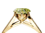 Solitaire Engagement Ring Setting for Fancy Yellow Heart-Shaped Center with Cathedral Channel Band and Prong Head in Yellow Gold
