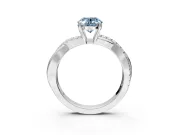 Crossover Engagement Ring Setting for Fancy Blue Oval Center with Pave and Plain Strands and Prong Head in White Gold