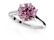 Solitaire Engagement Ring Setting for Fancy Pink Round Cut Center with Cathedral Band and Prong Head in Platinum