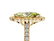 Milgrain Floral Halo Engagement Ring Setting for Fancy Yellow Marquise Center with Pave Band and Prong Head in Yellow Gold