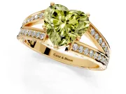 Split Shank Engagement Ring Setting for Fancy Yellow Heart-Shaped Center with Pave Split Shank and Prong Head in Yellow Gold