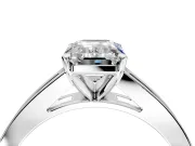Solitaire Engagement Ring Setting for Emerald Cut Center with Princess Cut Channel Band and Prong Head in Platinum