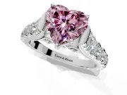 Solitaire Engagement Ring Setting for Fancy Pink Heart-Shaped Center with Pave Cathedral Shoulders and Prong Head in Platinum