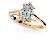 Solitaire Engagement Ring Setting for Pear-Shaped Center with Cathedral Band and Prong Head in Rose Gold