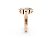 Halo Engagement Ring Setting for Marquise Center with Tapered Plain Band and Prong Head in Rose Gold