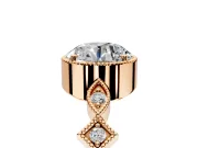 Milgrain Bezel Engagement Ring Setting for Round Cut Center with Marquise Stations and Bezel Head in Rose Gold