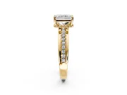 Solitaire Engagement Ring Setting for Radiant Cut Center with Raised Channel Band and Prong Head in Yellow Gold