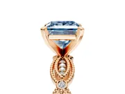 Solitaire Engagement Ring Setting for Fancy Blue Princess Cut Center with Marquise Panel Band and Prong Head in Rose Gold