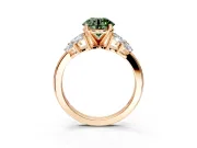 Leaf Cluster Engagement Ring Setting for Fancy Green Round Cut Center with Marquise Accents and Prong Head in Rose Gold