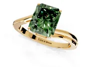 Solitaire Engagement Ring Setting for Fancy Green Radiant Cut Center with Plain Bypass Twist Band and Prong Head in Yellow Gold