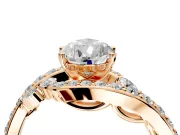 Solitaire Engagement Ring Setting for Pear-Shaped Center with Pave Bypass Twist Band and Prong Head in Rose Gold