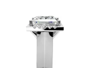 Halo Engagement Ring Setting for Princess Cut Center with Knife Ridge Cathedral Band and Prong Head in White Gold