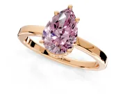 Hidden Halo Engagement Ring Setting for Fancy Pink Pear-Shaped Center with Wide Flat Plain Band and Prong Head in Rose Gold